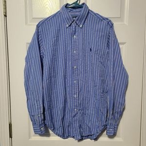 Ralph Lauren Classic Fit Stripped Cotton Dress Long Sleeve Shirt Men's Size Med